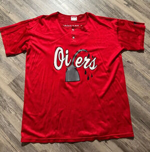 Vtg Coach's Nylon Jersey Shirt Mens XXL Oilers Coach Team Red Fox Athletic Wear